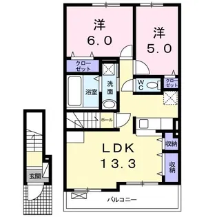 ラフィーナ米倉III【2階】の間取り