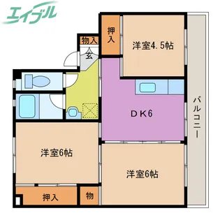 ビレッジハウス磯部2号棟【1階】の間取り