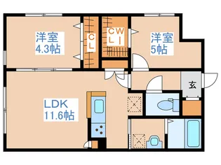 アルファスクエア学園前【3階】の間取り