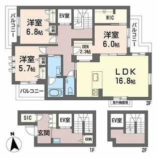 3LDKの間取り画像
