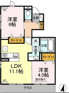 メルシー・ボナール【1階】の間取り