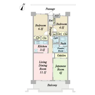 コスモ武蔵浦和プロシィード【6階】の間取り