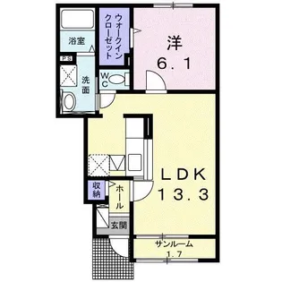 アパルトマンベールC【1階】の間取り