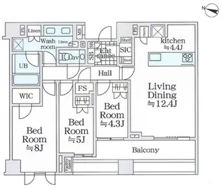 東京都千代田区六番町【マンション】の間取り