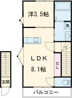 Casa Pacifica 喜田村【2階】の間取り