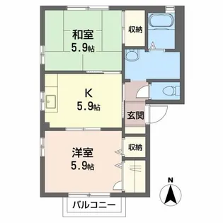 サニーハイツ・サチE【2階】の間取り