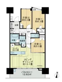 ライオンズ横浜新子安ハーバーコート【6階】の間取り