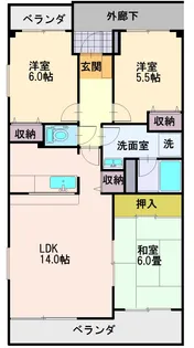 ホワイトハウスうれし野【3階】の間取り