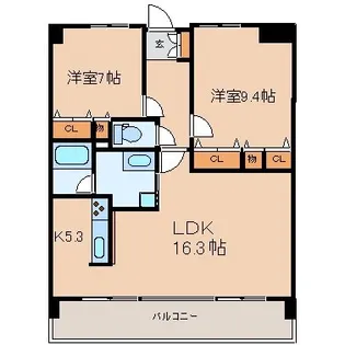 ポレスターセントラルシティ桜【6階】の間取り