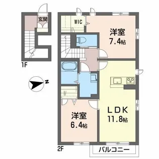 メゾンラピス B【2階】の間取り