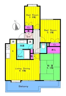 ファミールヴィラ多摩【3階】の間取り