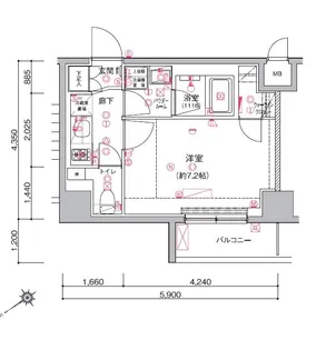 アルテシモシェルト【9階】の間取り