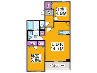 フィオーレ東山【1階】の間取り