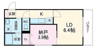 ブランネージュ二条城北【3階】の間取り