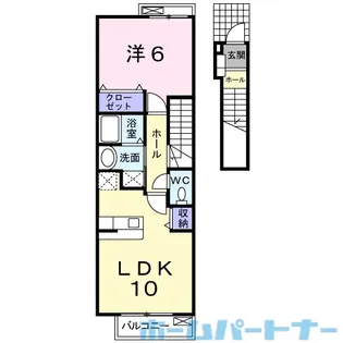 ブルートレイン篠原 B【2階】の間取り