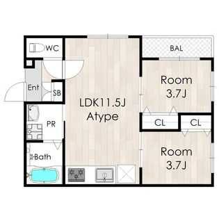 Giraffe Hirano Kire (ジラフヒラノキレ)【1階】の間取り