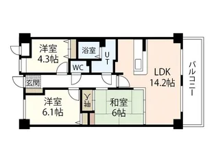 ダイアパレスウエストシティ四季の杜(910)【9階】の間取り