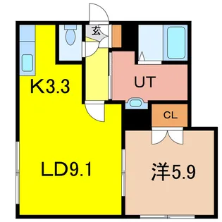 1LDKの間取り画像