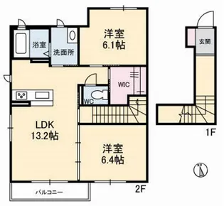 シャーメゾン ラ ローズ A棟【2階】の間取り