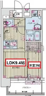 プレサンス京橋GREEN YARDアルミラ【7階】の間取り