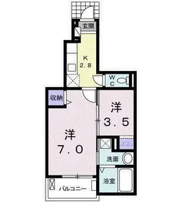 ル シェル ブルー B【1階】の間取り