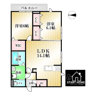 グランディール南佐古【2階】の間取り
