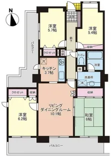 コープ野村ヒルズ川内【9階】の間取り