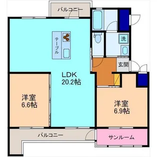 アクアルーチェ北安江【3階】の間取り