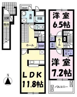 サンリットタウン越谷 A【2階】の間取り