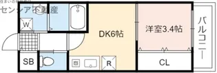ジュネスシャトー深江橋【4階】の間取り