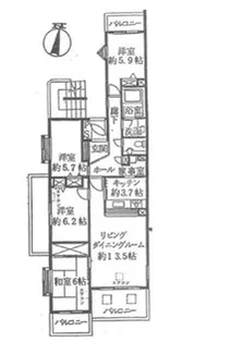 ビューヒルズバームハイツ新横浜 弐番館【2階】の間取り