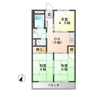 サンハイツ中島【4階】の間取り