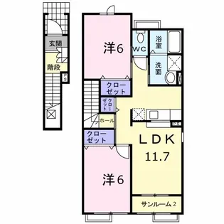 リバーサイド ダンデライオンA【2階】の間取り