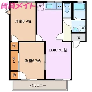 マンハイム嘉B棟【2階】の間取り