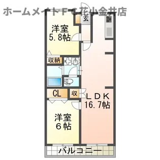 ヴェルカーサB棟【4階】の間取り