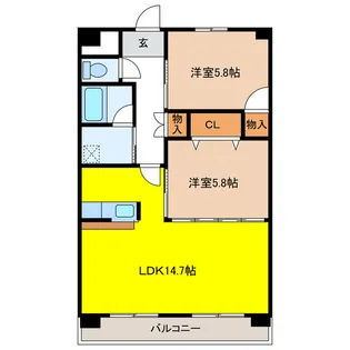 岐阜県岐阜市茜部本郷2【マンション】の間取り