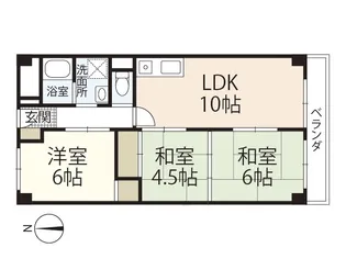 城北マンション【4階】の間取り