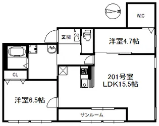 アリエス久留米東【2階】の間取り