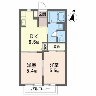 パレ・ルージュB【2階】の間取り