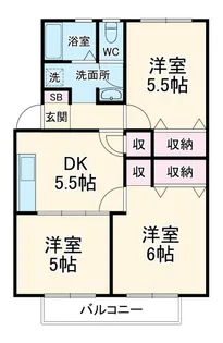 ドリームハイツカワセII【1階】の間取り