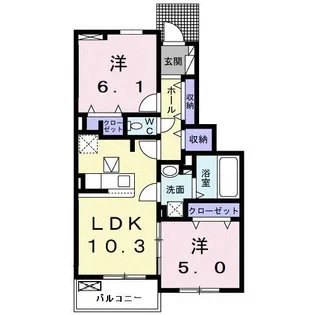 メゾン ド リヴェールII【1階】の間取り