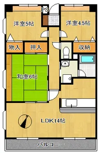 ファンタジーグリーンパレス【6階】の間取り