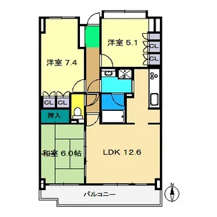 サーパス弥右衛門公園【4階】の間取り