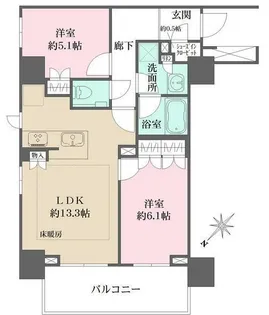 ザ・パークハウスアーバンス東五反田【12階】の間取り