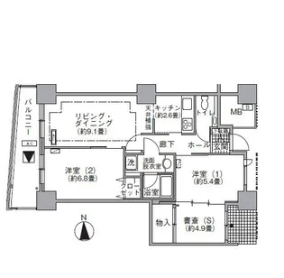 アクティ汐留【32階】の間取り