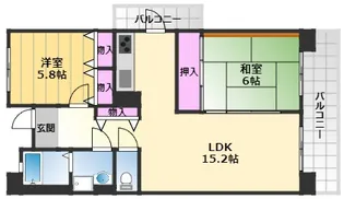 津田北町2棟【6階】の間取り