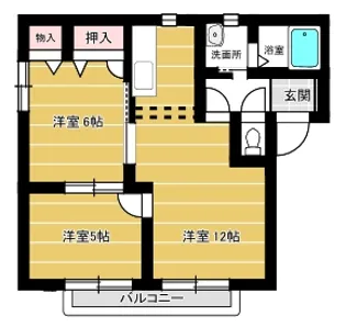プレステージ上町B【1階】の間取り