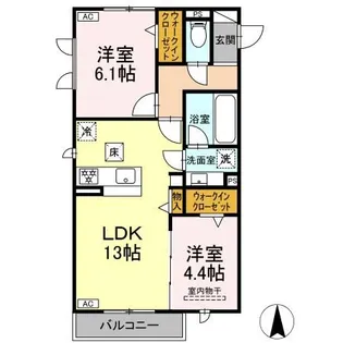 セレスティアみやまち【1階】の間取り