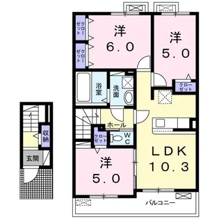 クラージュI【2階】の間取り