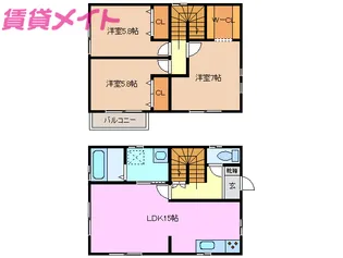 三重県四日市市城山町【一戸建】の間取り